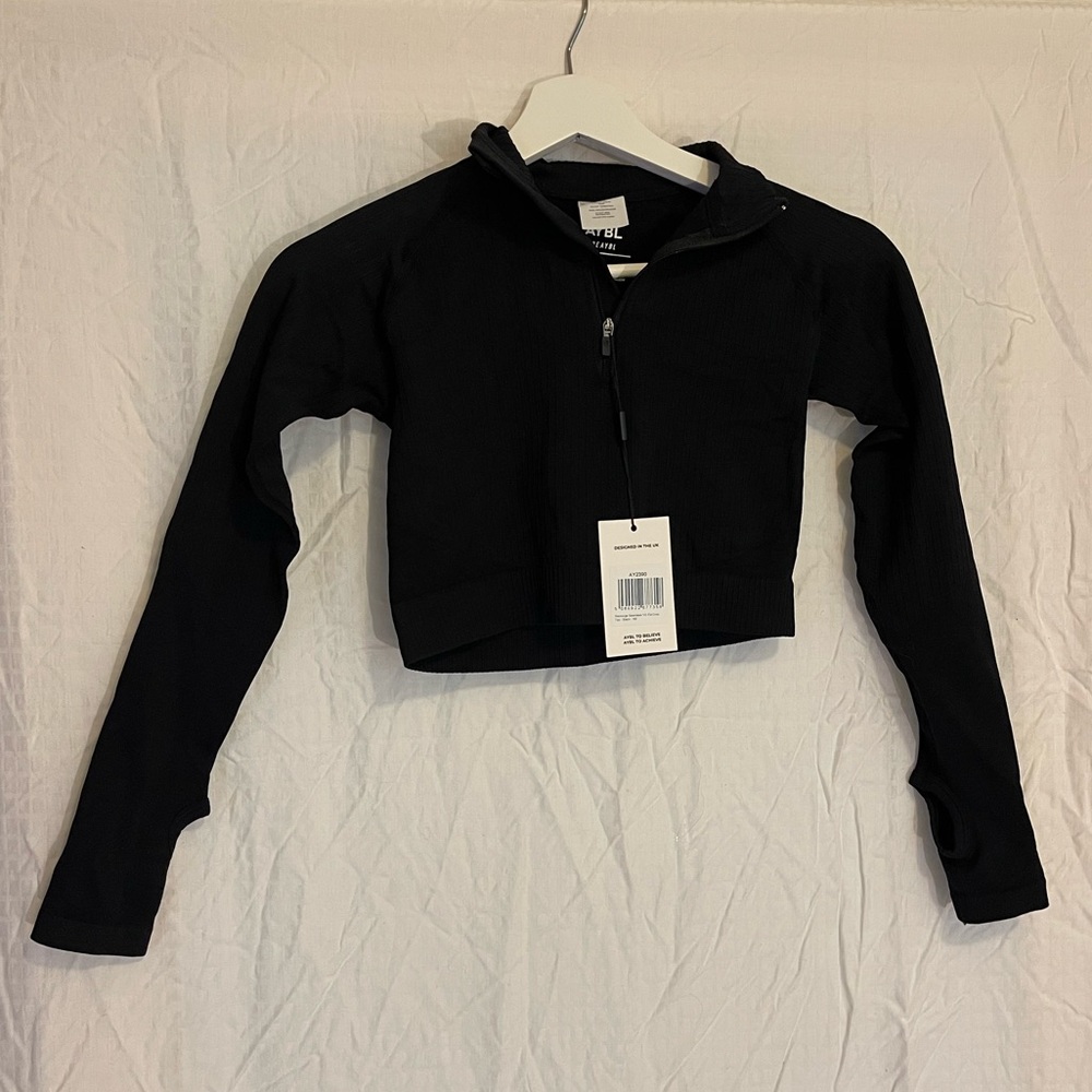 COPY FOR BUNDLE- Aybl Active Cropped Ribbed 1/2 Zip Longsleeve